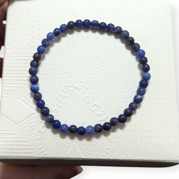 New Sodalite Bracelet Blue Sodalite Gemstone Bracelet Crystal Bead Bracelet - Picture 2 of 5